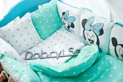 Захисні бортики Міккі м'ята 12 подушок для новонароджених, бортики без постілі