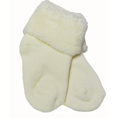 Махровые носочки Молочные с отворотом для новорожденных , 6-12 месяцев, Махра