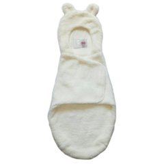 Теплый кокон с капюшоном для новорожденного, Молочный, 56, Плюш