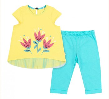Комплект літній футболка + лосини жовто - блакитний для дівчинки