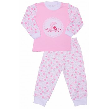 Трикотажная пижама для девочки Птички розовая, 80, Интерлок, Пижама