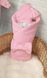 Теплый комплект на выписку с роддома Вязка для новорожденных: конверт одеяло + шапочка с комбинезоном розовый
