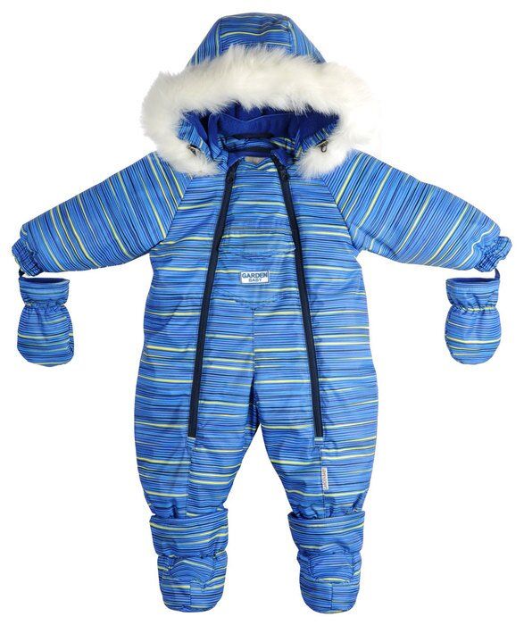 Детский зимний комбинезон - трансформер на флисе Garden baby Новый Стиль синие полосочки, 68