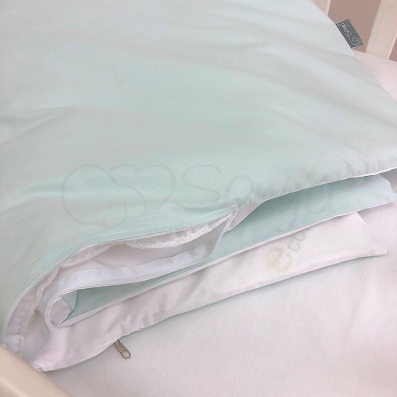 Сменный постельный комплект в кроватку для новорожденных темная мята фото, цена, описание