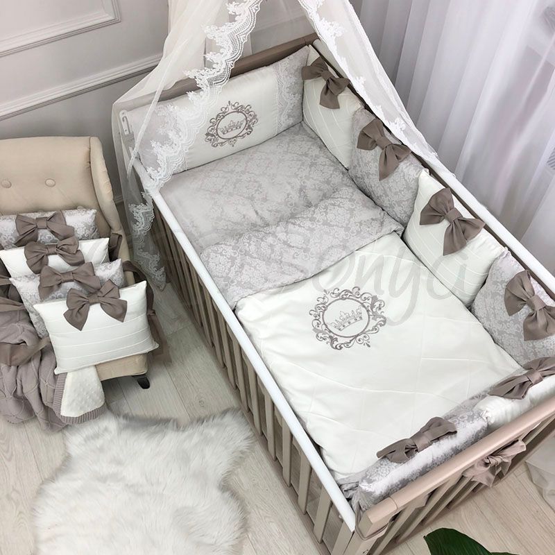 Спальный комплект для новорожденных с защитой Корона, без балдахина