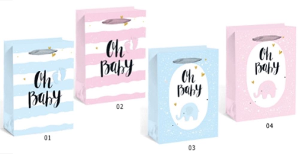 Подарункові картонні пакети 32х42х11,5 з ручками з дитячими малюнками baby