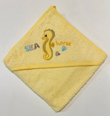Детское полотенце уголок Морской Конек желтый, Жёлтый, Махра