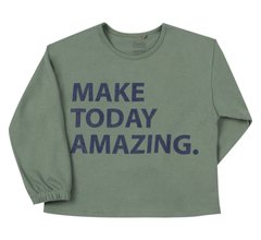 Джемпер для дівчинки Make today amazing інтерлок кольору хакі