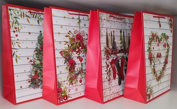 Картонний новорічний подарунковий пакет 23х18х8 см Новорічні Прикраси