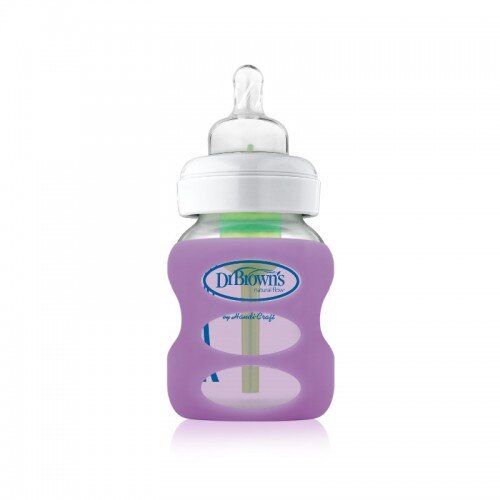 Силиконовый чехол для стеклянной бутылочки с широким горлышком, 150 мл, цвет фиолетовый, Фиолетовый, 150 мл, С широким горлышком