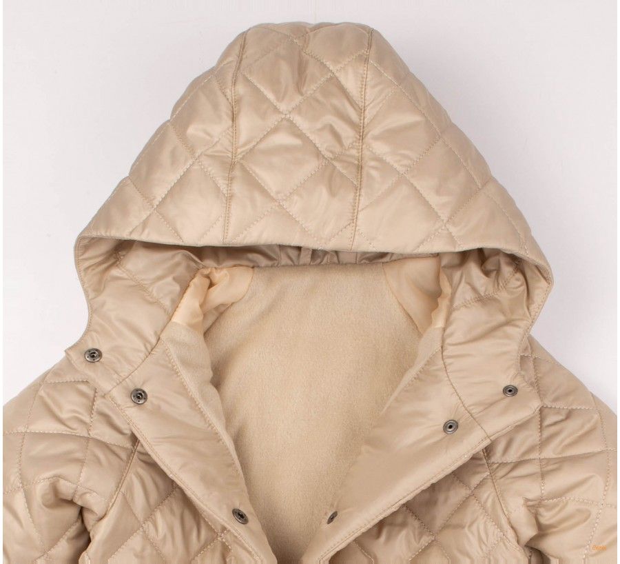 Демисезонное пальто Стеганка для девочки бежевое, 104, Плащевка