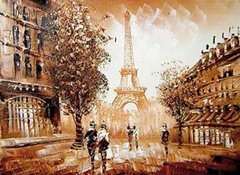 Картина стразами на подрамнику с принт рамою Париж