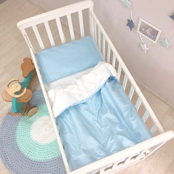 Змінний комплект постільної білизни у ліжечко для новонароджених блакитний (підковдра, наволочка, простирадло)