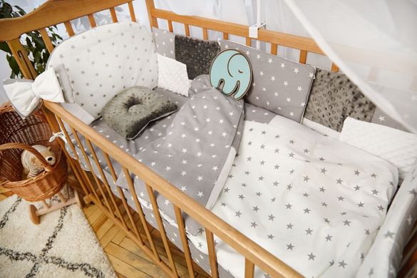 Набор в кроватку для новорожденных Прогулка, Серый, с балдахином