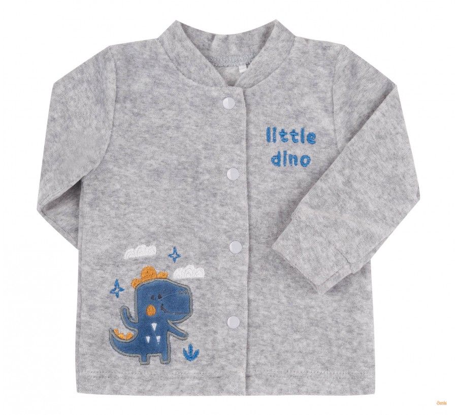 Велюровый костюм для новорожденных Little Dino серо-синий