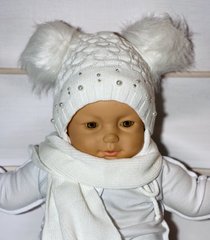 Тепла шапка ПЕРЛИНА-1 для дівчинки + шарф, на термосінтепоне