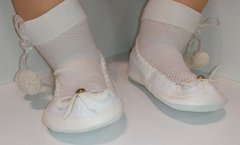 Нарядные носочки - пинетки СТРАЗИК, Молочный, Длина стопы 12 см, Кожзам