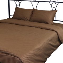 Комплект постельного белья сатин страйп коричневый евро (50х70)