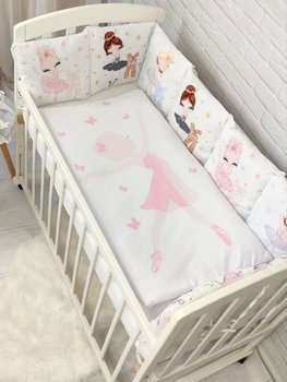 Детский постельный комплект в кроватку для новорожденного с бортиками Балерина