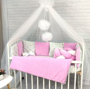 Дитячий комплект постільної білизни в ліжечко для новонароджених з балдахіном Перлина рожевий