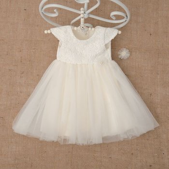 Дитяча ошатна сукня Діамант + заколка для дівчинки молочна