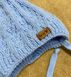 Теплая вязаная шапка Елочка голубая на объем 36-38, Размер на рост 50 см, Вязаное полотно, Шапка