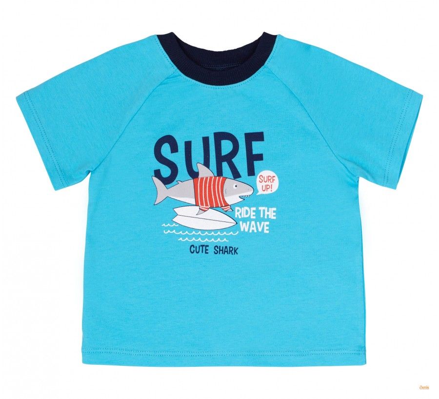 Костюм Surf cute футболка + шорты голубой с синим