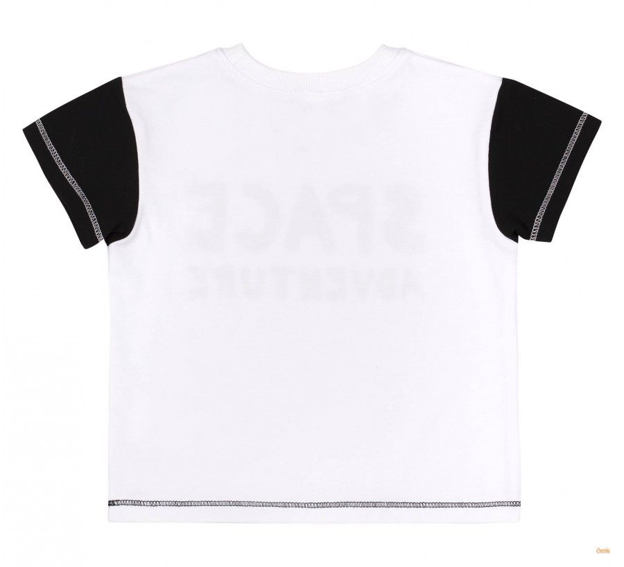 Детская футболка Космос для мальчика белая с черным супрем