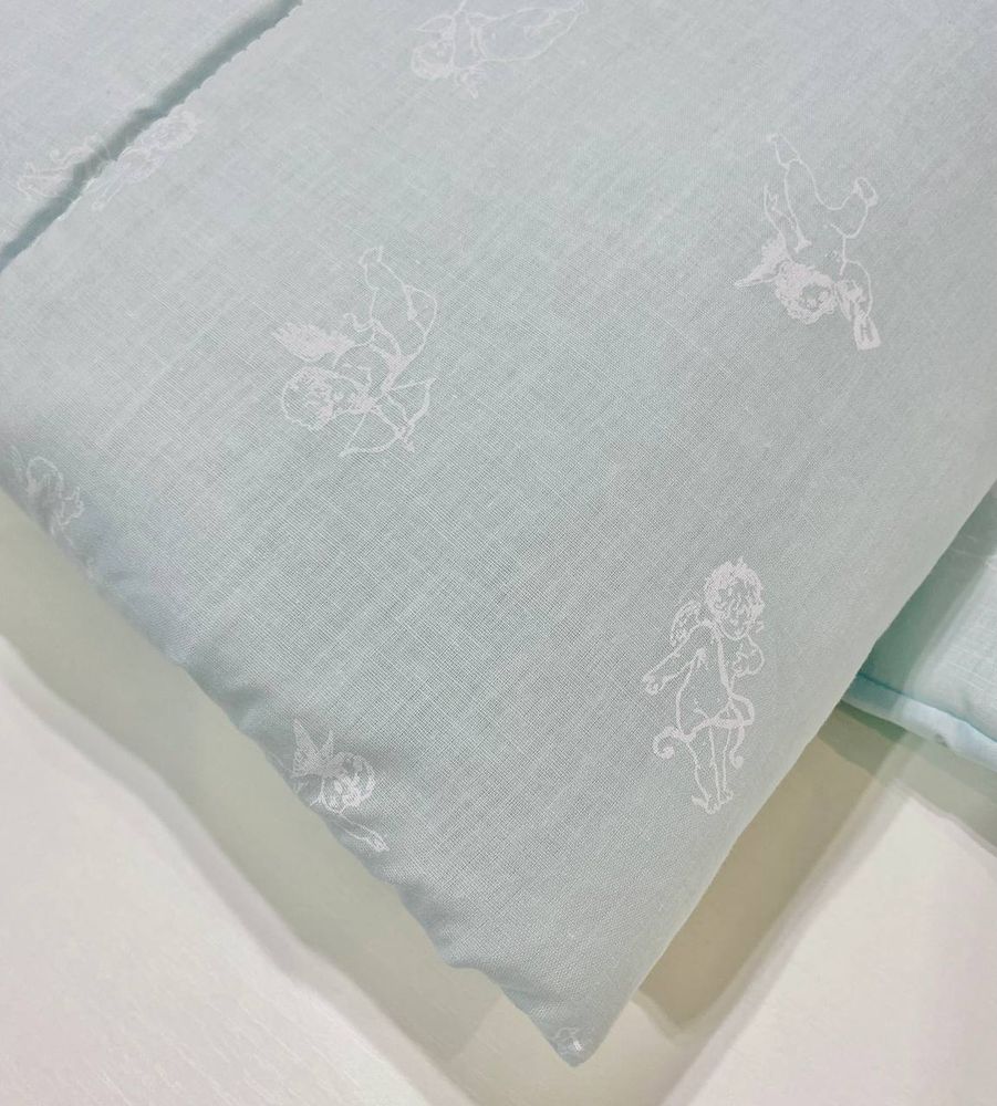 Комплект одеяло + подушка нулевка Ангелы, Голубой, 90х120см, Всесезонное