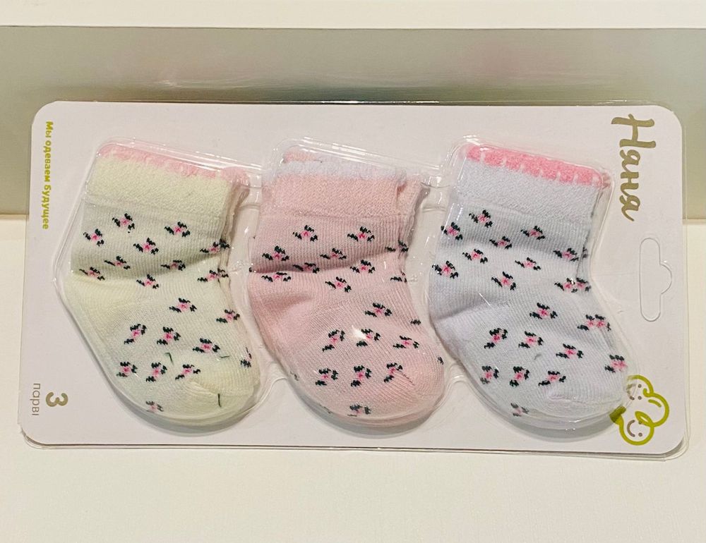 Шкарпетки для новонароджених Троянда 3 пари 0-3 міс, 0-3 місяці