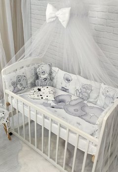 Постельное белье в кроватку для новорожденного с бортиками и балдахином Teddy