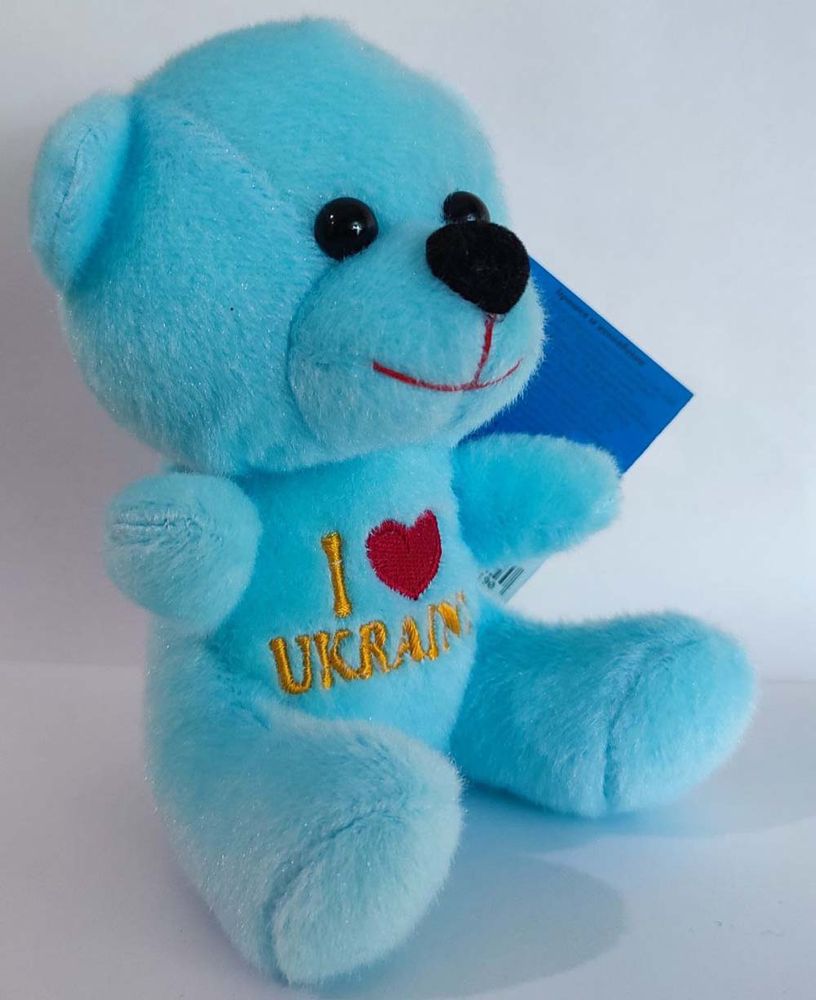 Маленький плюшевий ведмедик I UKRAINE блакитний, М'які іграшки ВЕДМЕДІ, до 60 см, Подушки іграшки ІНШІ ЗВЕРЮШКИ