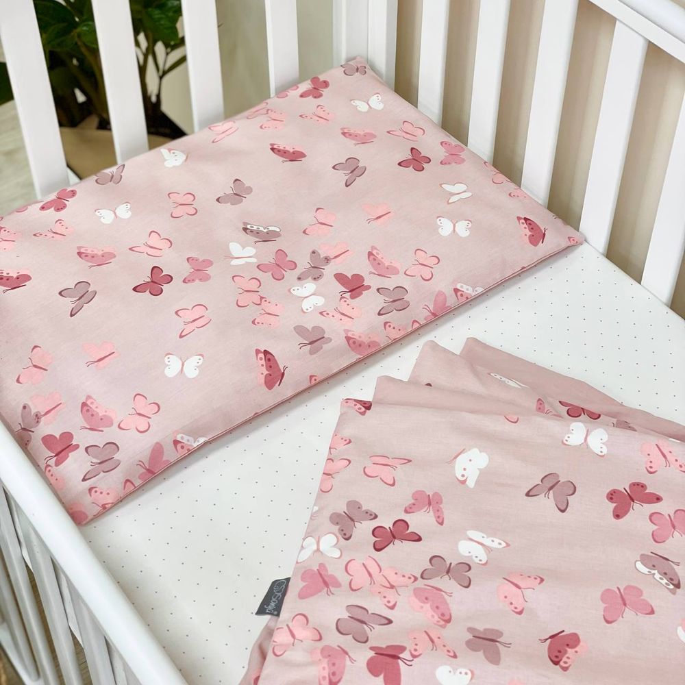 Сменный постельный комплект в кроватку для новорожденных Бабочка фото, цена, описание