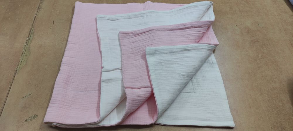 Муслиновый плед одеяло Розово - белый 8 слоев
