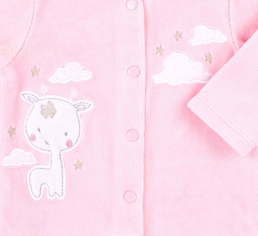 Велюровые ползуночки + рубашечка для новорожденных Жирафик кс 660 розовый