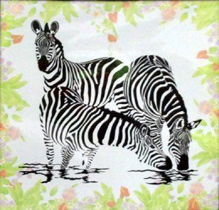 Наборы для вышивания крестом с рисунком на канве 57х57 Three zebras 5D