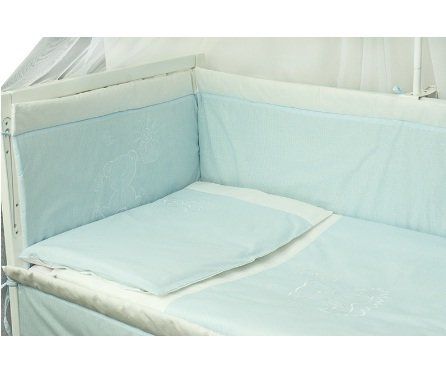 Защита с постельным комплектом МИШКА НА ЛУНЕ, 110х145 см, бортики с постелью