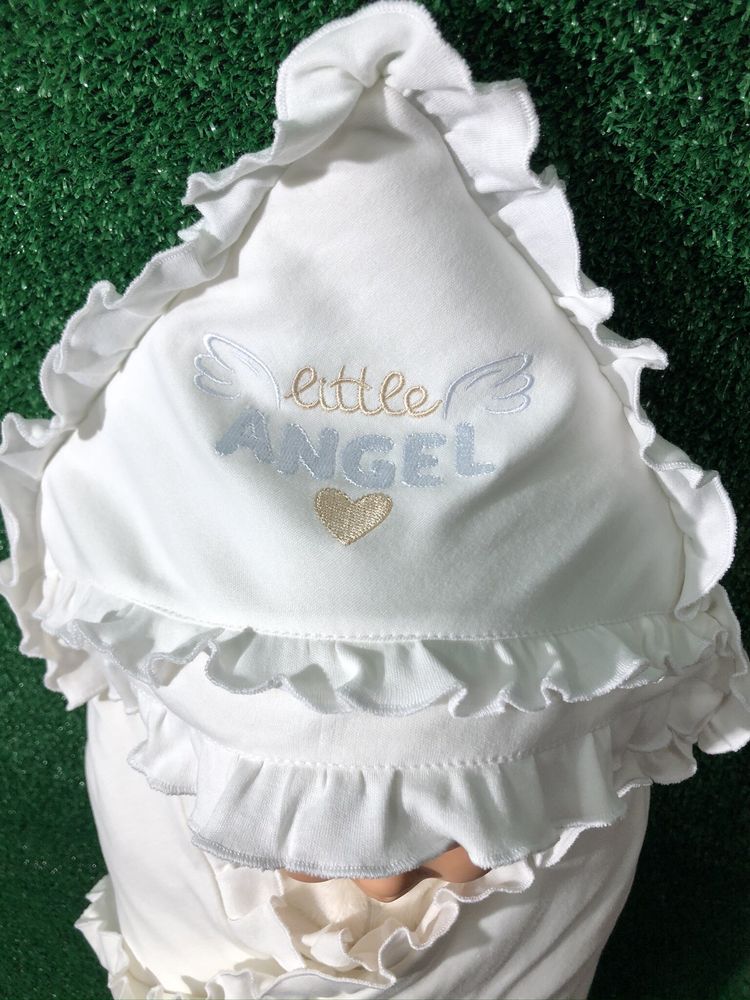 Плед-конверт на виписку Little Angel молочний для новонароджених, Весна-Осінь, силікон