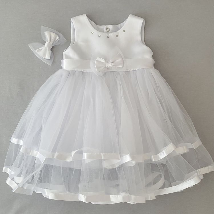 Нарядное платье с заколкой Оленка для девочки белое