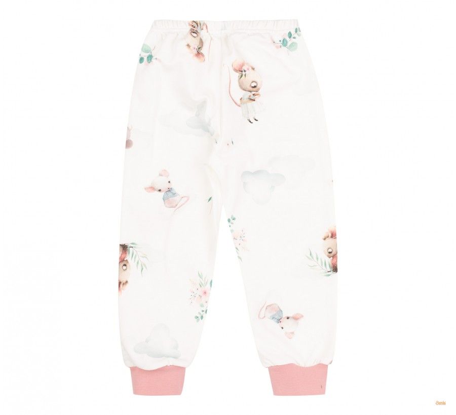 Байковая пижама Little Mouse для малышки розовая, 80, Фланель, байка