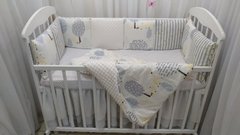 Спальный комплект в кроватку для новорожденного Лисичка крем сатин + бязь, Молочный, С пледом