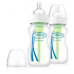 Детская бутылочка для кормления с широким горлышком, 270 мл, 2 шт. в упаковке, Прозрачный, 270 мл, С широким горлышком
