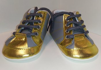 Пинетки - кросовки ЗОЛОТЫЕ на хлопковой подкладке, 4 - 8 месяцев, Текстиль