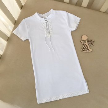 Бавовняна сорочка на хрещення для хлопчика Крістіан 3 біла