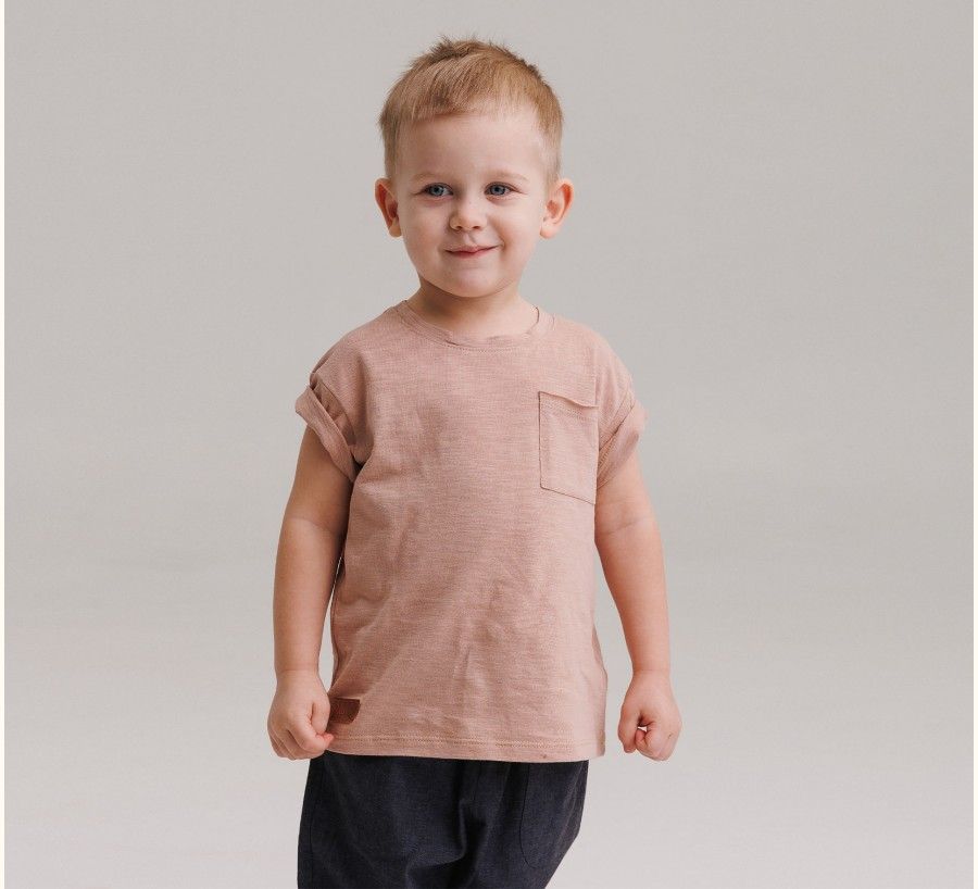 Дитяча футболка для хлопчика Кишенька бежева