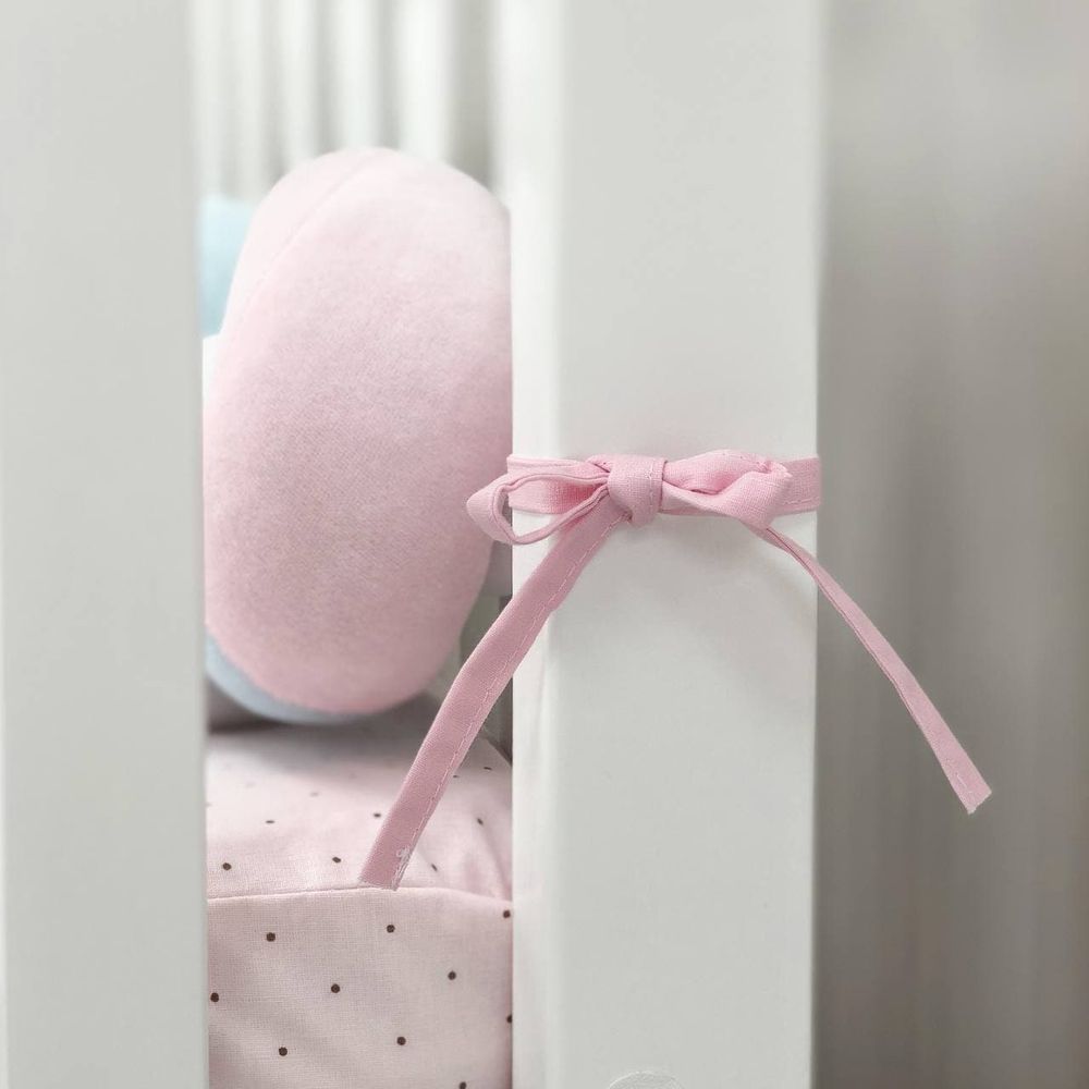 Бортик защита коса для детской кроватки белый мята розовый, бортики без постели, Длина косы 2.2 м