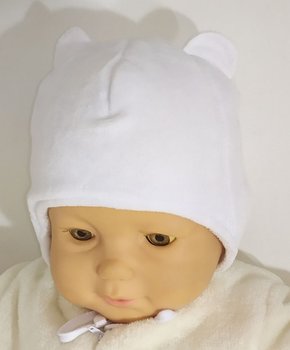 Теплая шапочка на синтепоне с хлопковой подкладке для новорожденных Baby белая