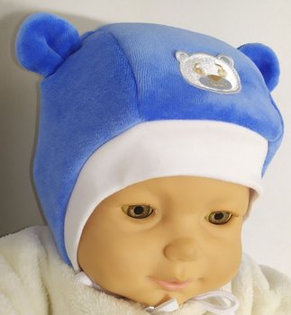 Утеплена велюрова шапочка УМКА для малюків і новонароджених синя