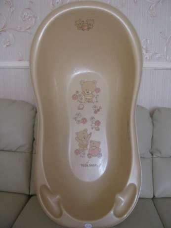 Ванночка детская Мишки беж люкс 102 см со сливом, Бежевый