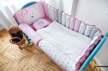 Спальний комплект в ліжечко 60х120 Мишко рожевий